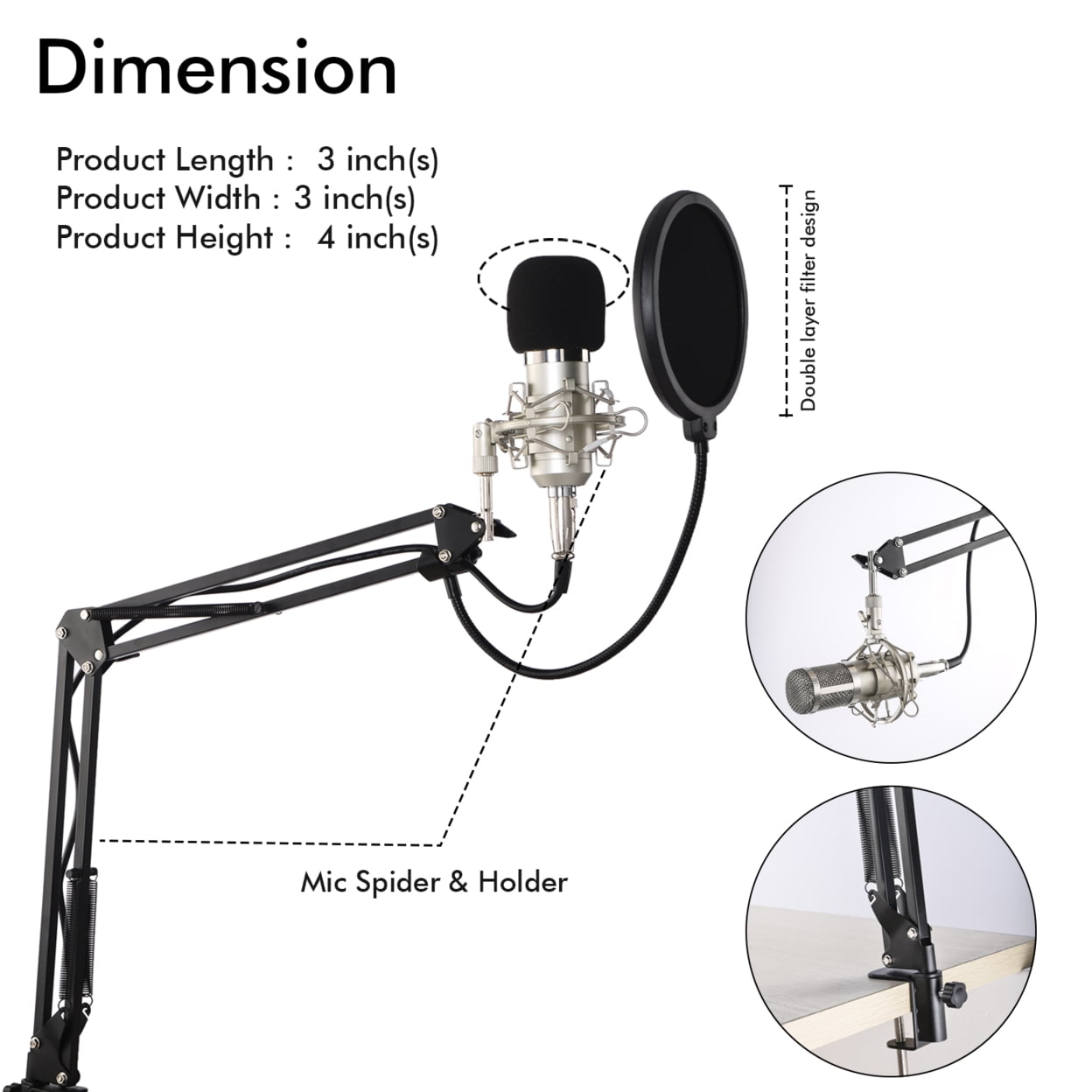 Technical Pro Cardioid Condenser Microphone Studio Kit for Recording and Broadcast