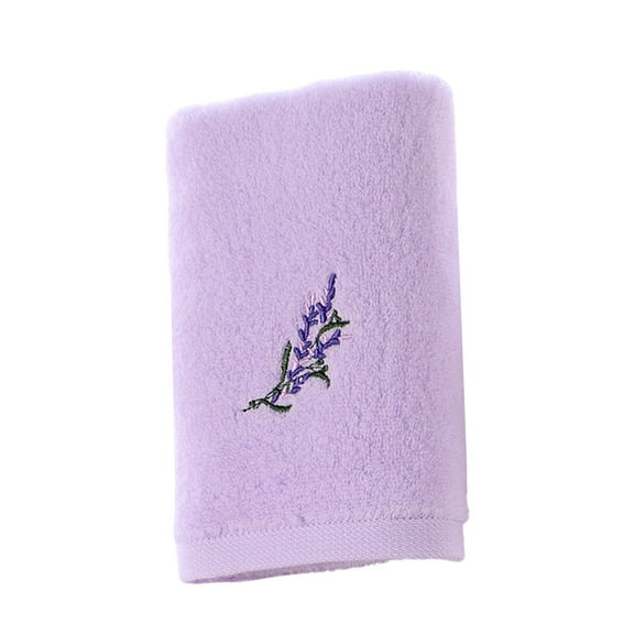 Extra Large Embroidered Cotton Towel Soft Absorbent Bath Body Face Towel, Candy Color Plush Quick Dry, 1 Piece Purple Tanuke