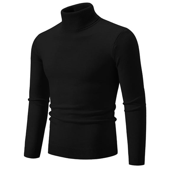 Tao Men's Slim Fit Mock Turtleneck Pullover Sweater Casual Basic Knitted Thermal Sweaters Solid Color Casual Versatile Pullovers Top BlackM