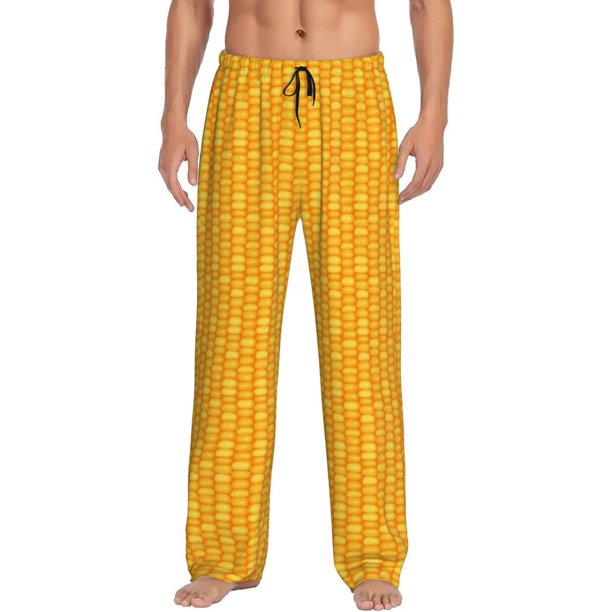 Fotbe Corn Kernels Pantalones de Pijama para Hombre, Pantalones de Dormir, Pantalones de Casa con Cintura Ajustable y Bolsillos-X-Large