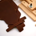thumbnail image 3 of Wool combs with a stand and leather covers. Double rows wool combs for fine or medium wool fiber. Wool carders with steel nails, edges coated w/h copper to prevent rusting and featured w/h wood holder, 3 of 5