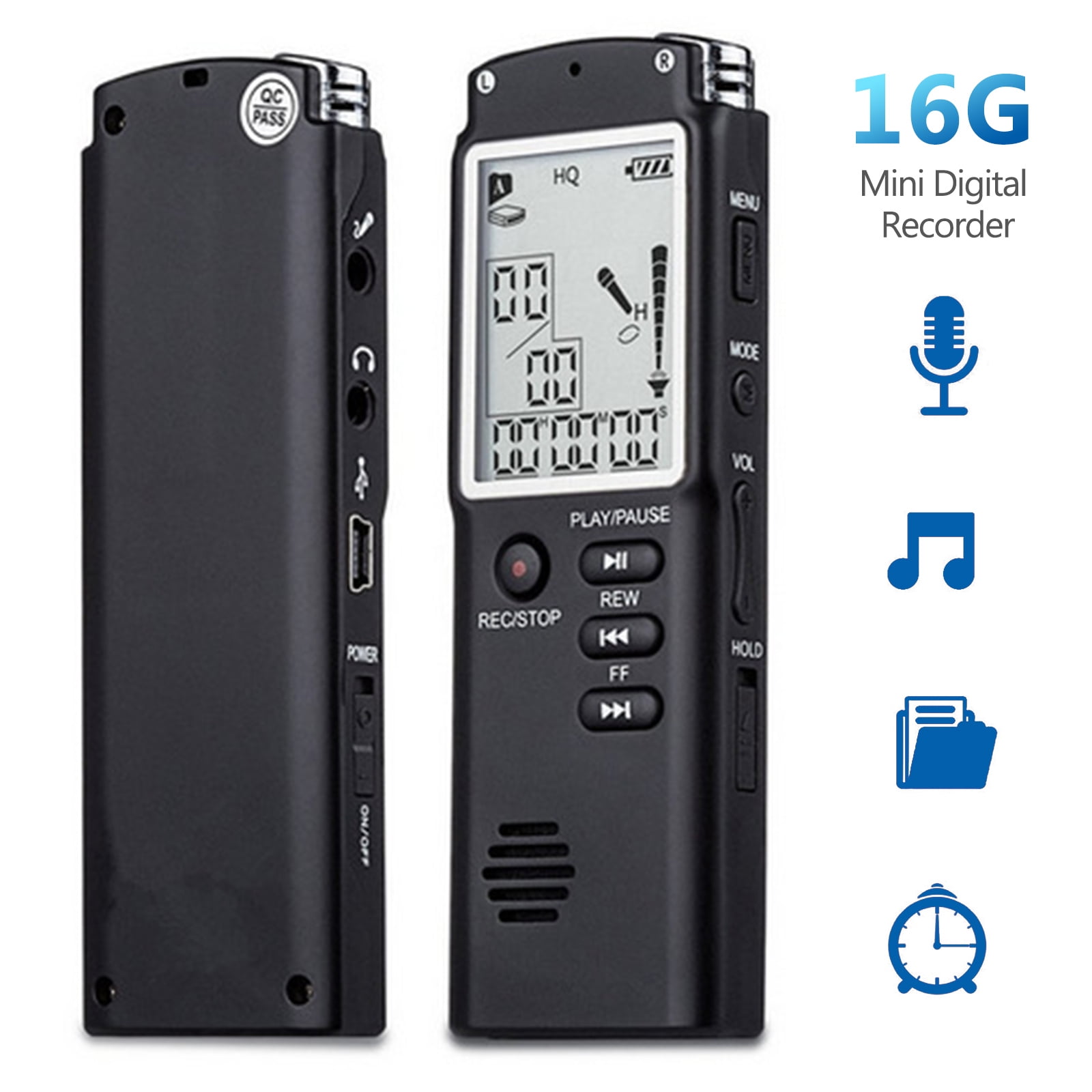16G Voice Activated Mini Spy Digital Sound Audio Recorder Dictaphone
