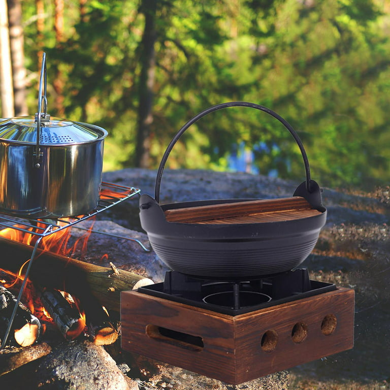 Cast Iron ing Pot Camping Cooking Pot Oven Stockpot Campfire Picnic Stew  Pot 18cm Base 16x6cm