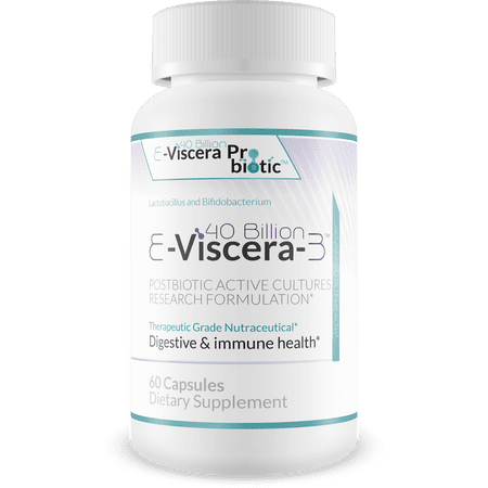 40 Billion E-Viscera-3 Probiotic Supplement - Postbiotic Active Cultures Research Formulation for Digestive and Immune Health - Therapeutic Grade Nutraceutical - 60 Veggie Capsules