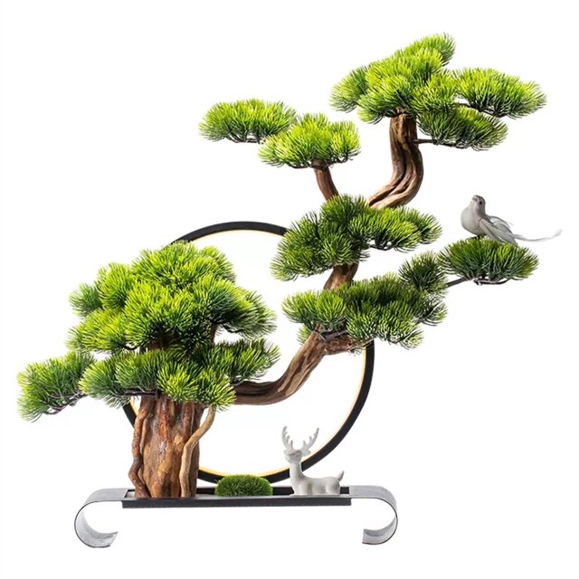 Árbol de bonsái artificial de bienvenida, árbol de simulación de bonsái de pino, jardín al aire libre, decoración del hogar, árbol de simulación, planta verde en maceta falsa