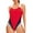 Red, variant on Womens One Piece Swimsuits Color-Block Cutout Back Bathing Suit Tummy Control Ruched Swimwear