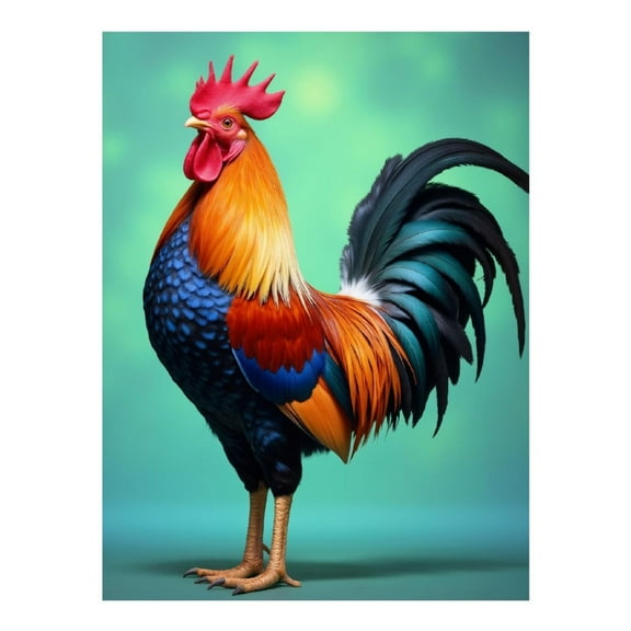 Diamond Art Kit for Adults, Vibrant Rooster Colorful Plumage Diamond Painting for Adults Beginners, DIY Diamond Art Painting Kits, 5D Diamond Painting Crafts for Home Decor 12x16 Frameless