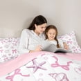 thumbnail image 4 of Manfei Pink White Starfish Seashell Bow Twin Comforter Sets for Kids Girls, Marine Animal Bedding Set, Pink Reversible 2 Pieces, 1 Comforter and 1 Pillowcase, 4 of 6