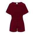thumbnail image 4 of Baqcunre Women's Solid Color Belted O-Neck Short-Sleeved Romper,Color Red,Size S-XXL, 4 of 7