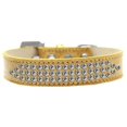 thumbnail image 1 of Three Row Clear Crystal Ice Cream Dog Collar Gold Size 16, 1 of 1
