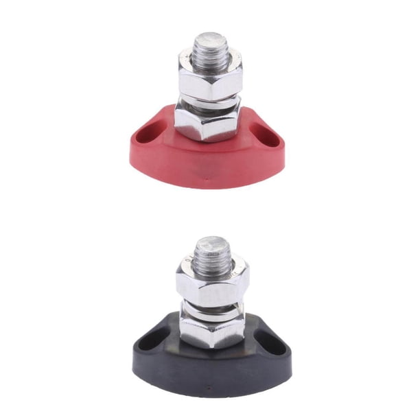 Bloque de terminales de alimentación de acero inoxidable con perno de terminal aislado de 6 mm/8 mm Negro 8mm rojo