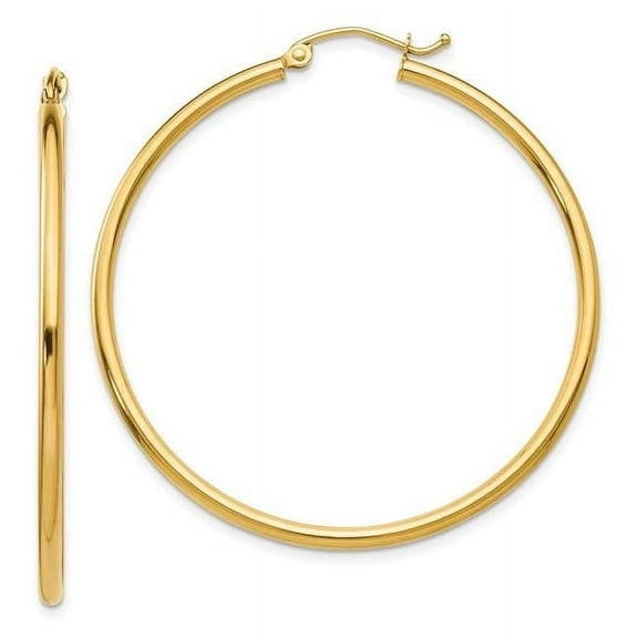 10K Yellow Gold Polished 2 mm Lightweight Tube Hoop Earrings