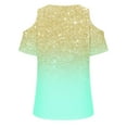 thumbnail image 3 of DPTALR Chemise à Épaules Dénudées à Manches Courtes à Col Rond Imprimée Décontractée et à la Mode pour Femmes, 3 of 3