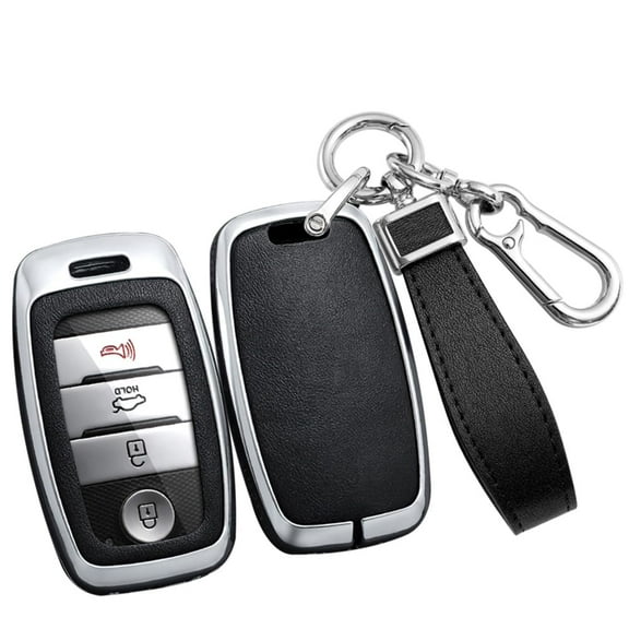 Key Fob Protector Fit for Kia Key Remote ,Smart Remote Car Key Case Fit for Kia,Metal and Leather Key Cover for Forte Koup NIRO Optima Rio Sorento Soul