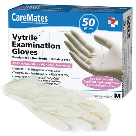 CareMates Vytrile Examination Gloves Powder Free Medium 50 ct, 4 Pack