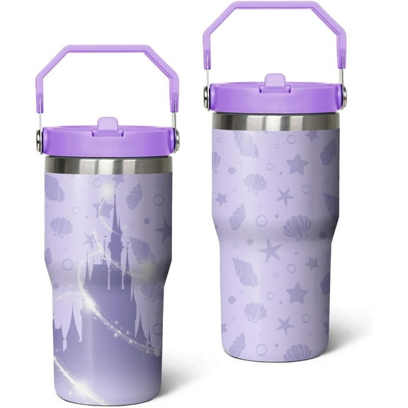 20 oz Leopard Print Tumbler with Handle Vacuum Reusable Insulated Tumblers with Flip Straw and Top Handle Stainless Steel Coffee Mug Leopard Print Cup