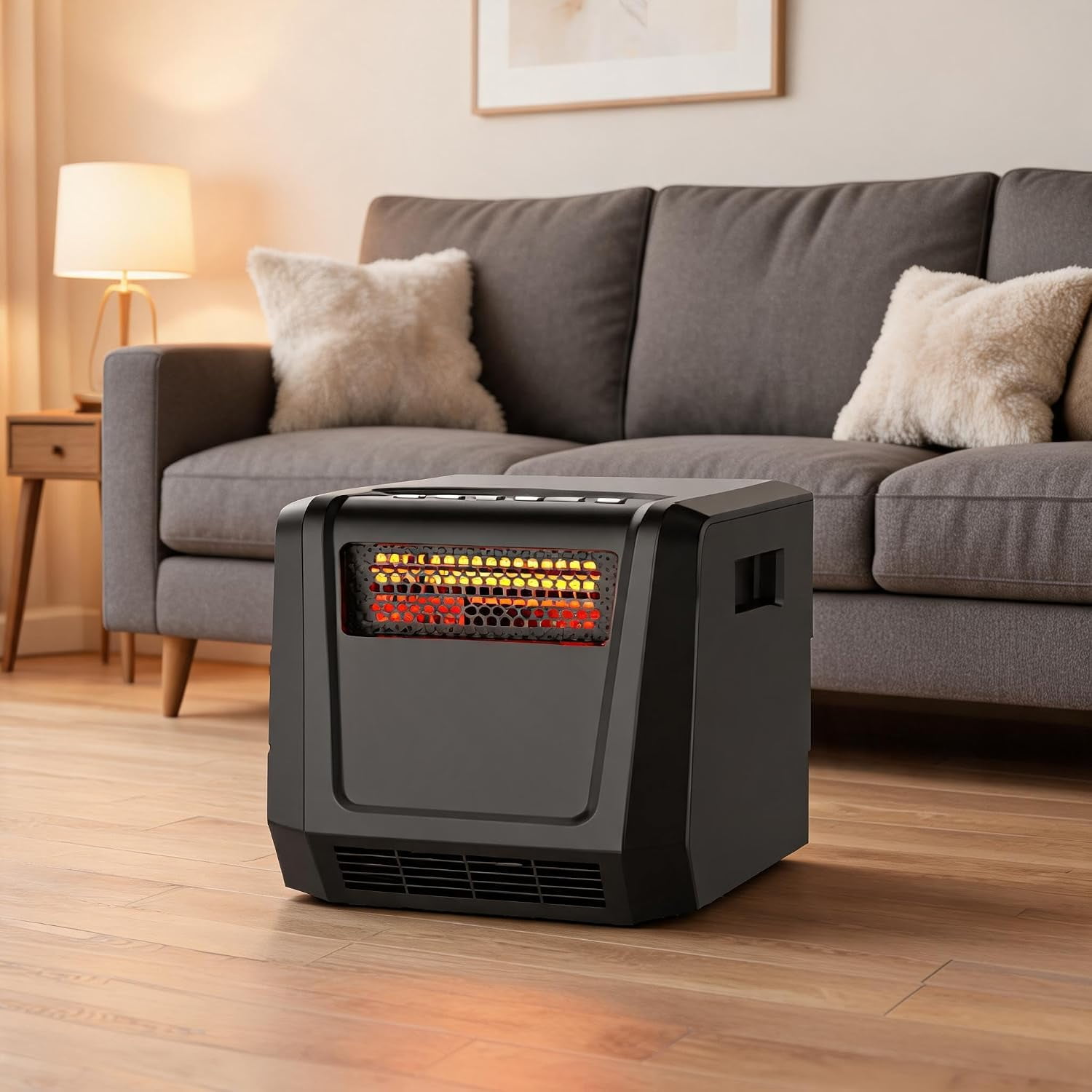 1500W Infrared Cabinet Heater with Remote Control Digital Thermostat Quiet Operation Safe Indoor Space Heater for Bedroom and Living Room