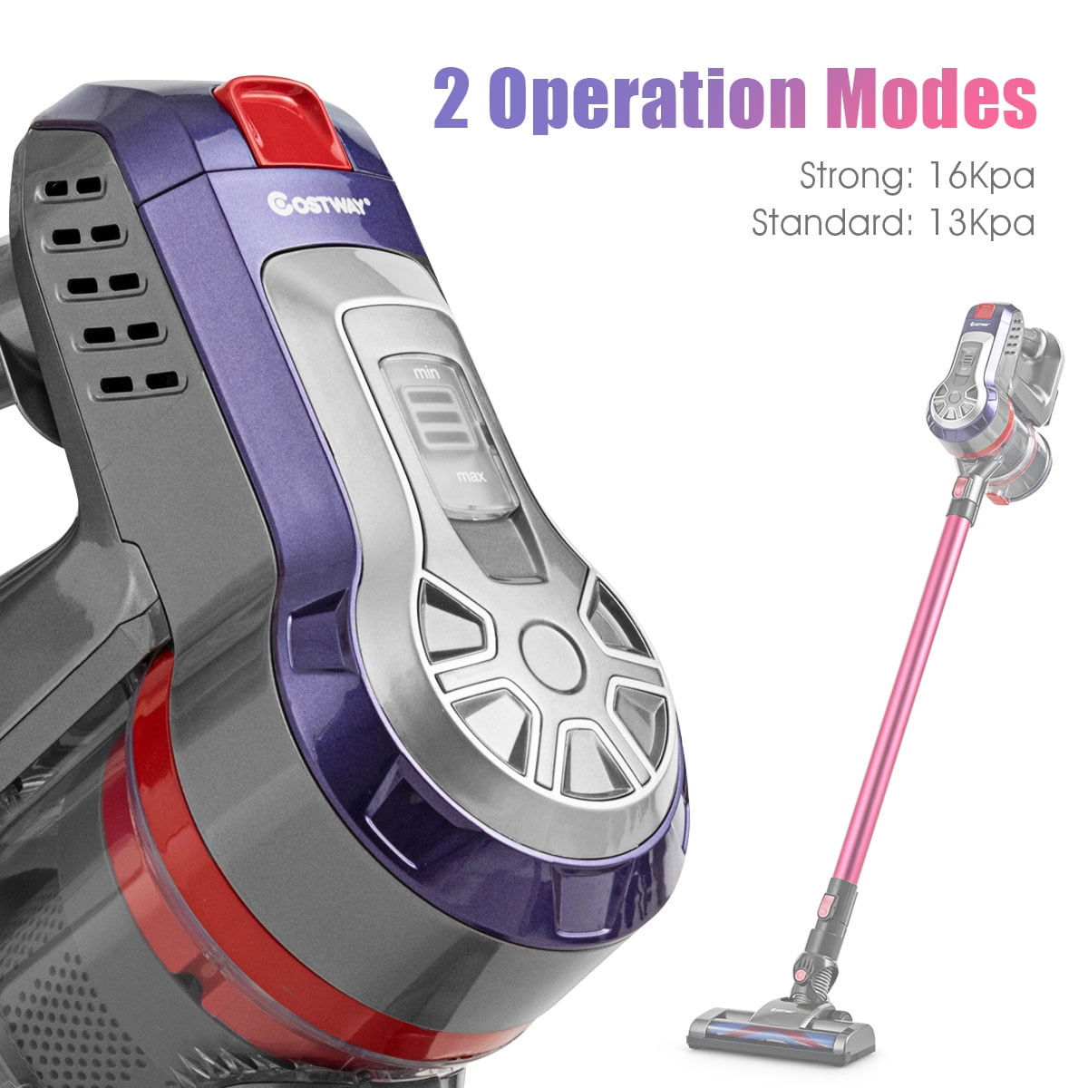 Costway 16KPa Cordless Vacuum Cleaner 6-in-1 Handheld Stick Vacuum Rechargeable Battery