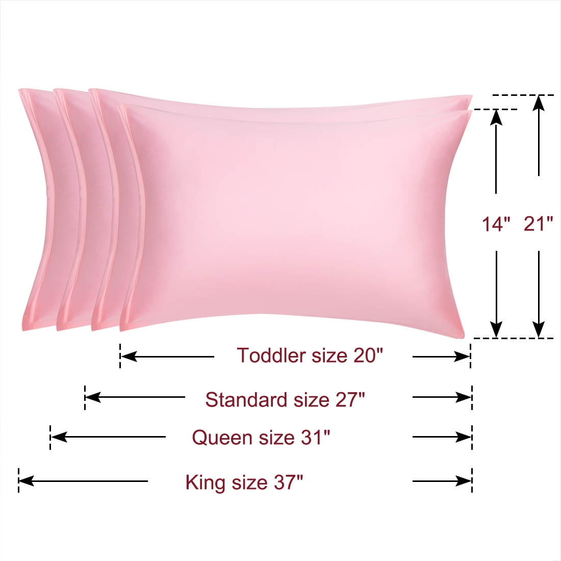 Unique Bargains Set of 4 Silky Satin Pillowcases Pillow Cover Blush Travel