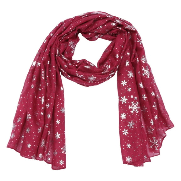 BESTYASH 1Pc Red Christmas Scarf with Snowflake Pattern for Stylish Holiday Decoration