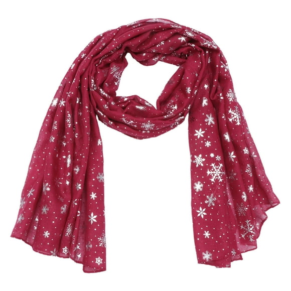 1 pieza bufanda de patrón de copo de nieve de Navidad estampado en caliente bufanda de cabeza de cuello de chal femenino