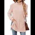 thumbnail image 1 of Camisas de Larga para Mujer, Blusas Túnica Casuales de Cuello Alto Rosa XL, 1 of 10