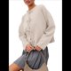 thumbnail image 1 of Suéteres Tipo Cárdigan con Lazo Frontal para Mujer, de Punto Grueso, con Mangas Largas Abullonadas, Modernos Abrigos para Otoño e Invierno. Albaricoque L, 1 of 8