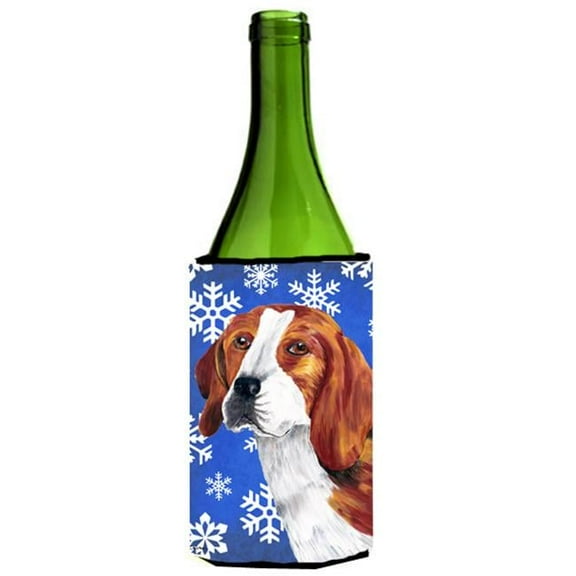 Beagle Winter Snowflakes Holiday Wine bottle sleeve Hugger - 24 oz.