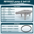 thumbnail image 3 of Upgraded RB150003 Washer Drain Pump & Belt Kit compatible with Alliance Speed Queen 201566P 27001036, 3 of 7