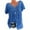 Blue, variant on Plus Size Blouse for Women Casual V-Neck Short Sleeve Tunic Tee Summer Camisas De Mujer T-Shirt Tops