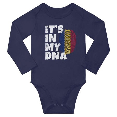 

It s In My Romanian DNA Baby Long Sleeve Bodysuits Unisex Gifts (Navy 6 Months)