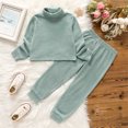 thumbnail image 3 of PatPat 2pcs Toddler Girl Solid Color Ribbed Turtleneck Long-sleeve Tee and Elasticized Pants Set, 3 of 6