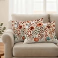 thumbnail image 2 of Orange Teal Fall Pumpkins Outdoor Waterproof Pillow Covers, Weeping Botanical Thanksgiving Vintage Decorative Rectangle Throw Pillowcase Sofa Cushion Sham for Patio/Couch/Chair, 20"x12" 2 Pack, 2 of 8