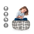 thumbnail image 2 of Modern Storage Toy Bag Chair, Simple Contemporary Design Monochrome Symmetric Lines Bars Motif, Stuffed Animal Organizer Washable Bag, Small Size, Eggshell and Charcoal Grey, by Ambesonne, 2 of 3