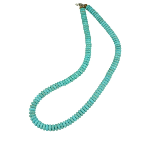 Unisex Turquoise Magnesite Gemstone Beaded Necklace – 18 inch