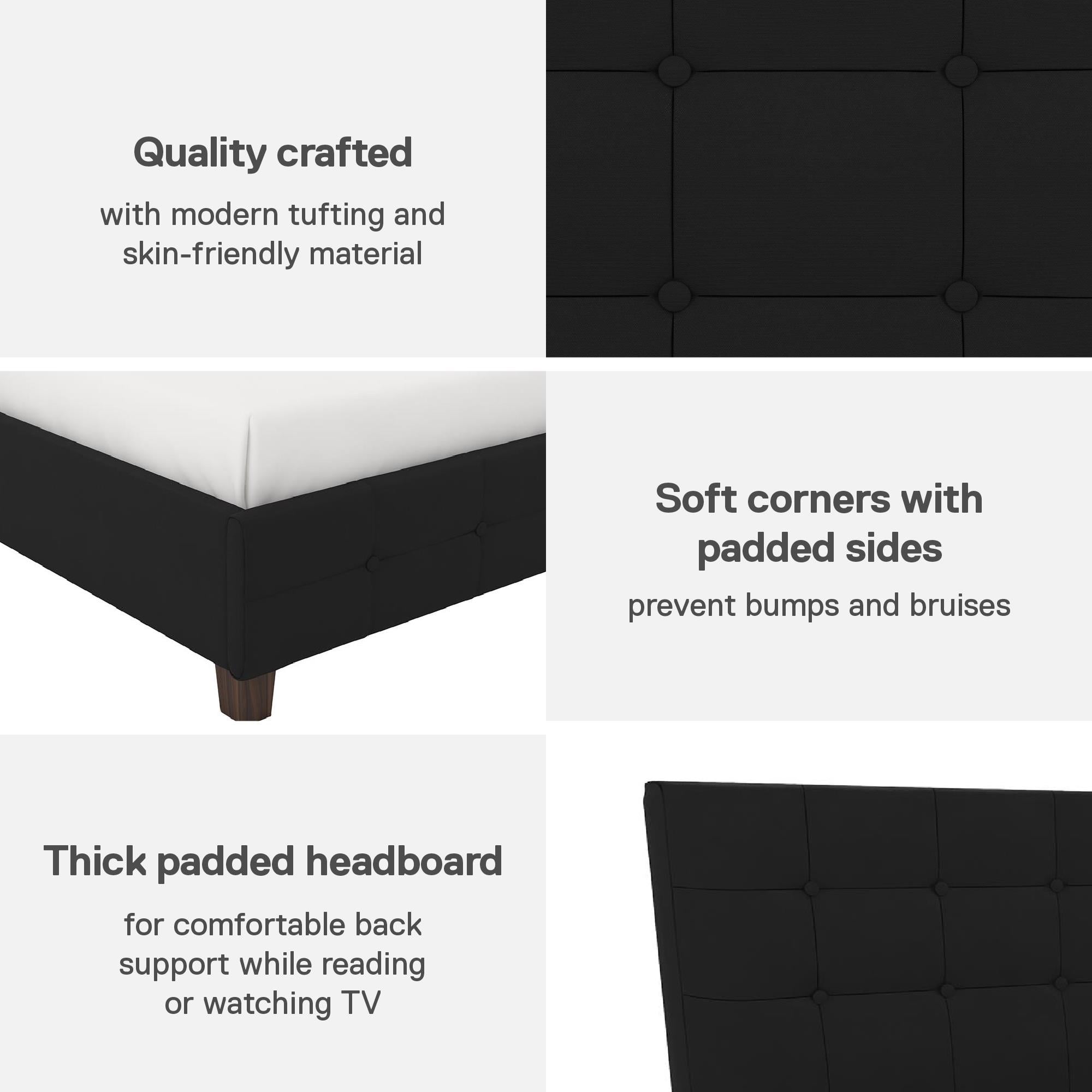 DHP Rose Tufted Upholstered Platform Bed Frame, Queen, Black Linen