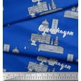 thumbnail image 3 of Soimoi Blue Georgette Viscose Fabric Sketch Monuments Architectural Decor Fabric Printed Yard 42 Inch Wide, 3 of 3