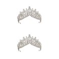 thumbnail image 3 of maskred Shining Wedding Tiaras Wide Application And Beautiful Creating Memorable Moments silver 2Set, 3 of 6