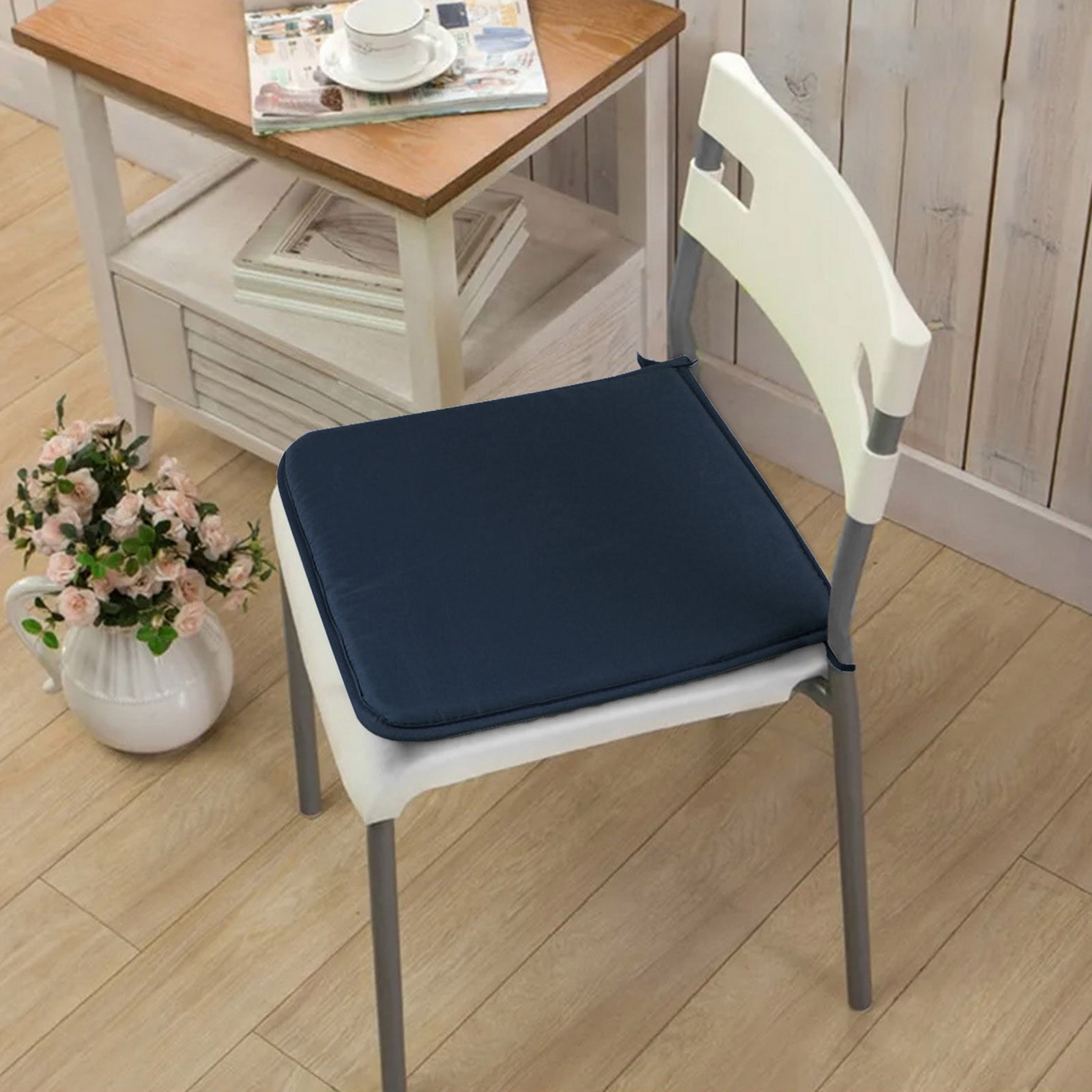 Fdelink Cushion Square Strap Garden Chair Pads Seat Cushion for Outdoor Stool Patio Dining Room Navy