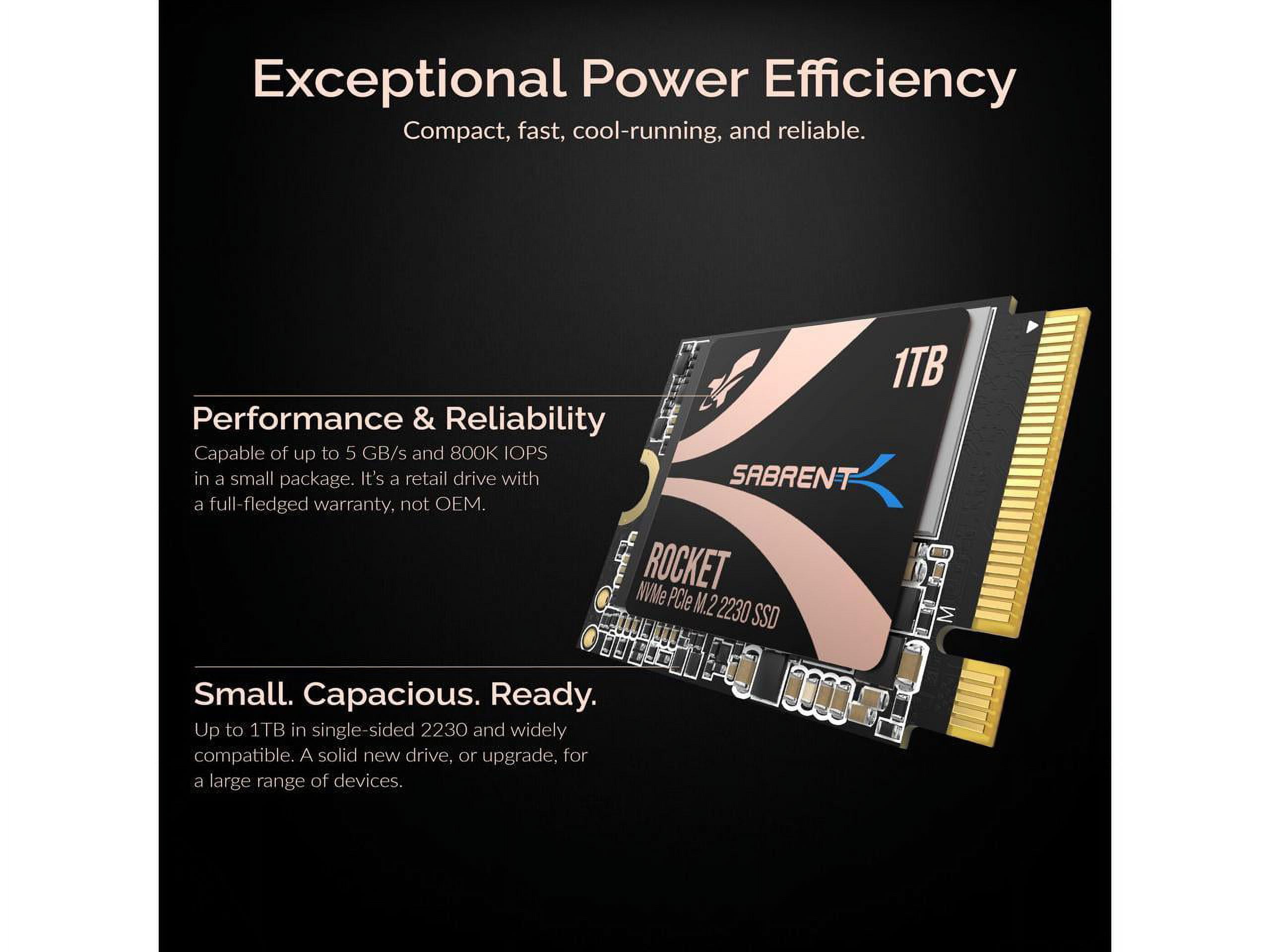 SABRENT Rocket 2230 NVMe 4.0 1TB High Performance PCIe 4.0 M.2