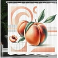 thumbnail image 3 of Ambesonne Peach Shower Curtain, Fruits on Simplistic Shapes, 69"Wx84"L, Salmon White and Reseda Green, 3 of 4