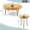 thumbnail image 3 of Costway Farmhouse Round Coffee Table Set of 2 End Table Natural Finish for Living Room, 3 of 10