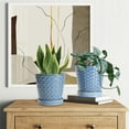 thumbnail image 3 of BUYMAX 5 inch Sky Blue Ceramic Indoor Plant Pots with Drainage Holes and Tray, Relief Design, Set of 4, Modern Minimalist Decor, 3 of 8