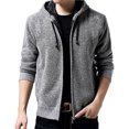 thumbnail image 3 of IYTR Men's Winter Warm Thickening Knitted Zipper Cardigan Sweaters Outwear Hooded Coat with Pockets Light Gray XL, 3 of 6