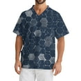 thumbnail image 5 of Domuza Scrubs Tops for Men Plus Size V-Neck Short Sleeve Work Uniform Geometric Landscape Graphic Stretch T Shirts Soft Comfort Nursing Top with Pockets Royal Blue XXXL, 5 of 5