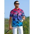 thumbnail image 5 of APTRO Mens Golf Shirt Hawaiian Polo Shirt Short Sleeve Dry Fit Performance Moisture Wicking Collared Polo Shirt Gradient Pink 044 XL, 5 of 8