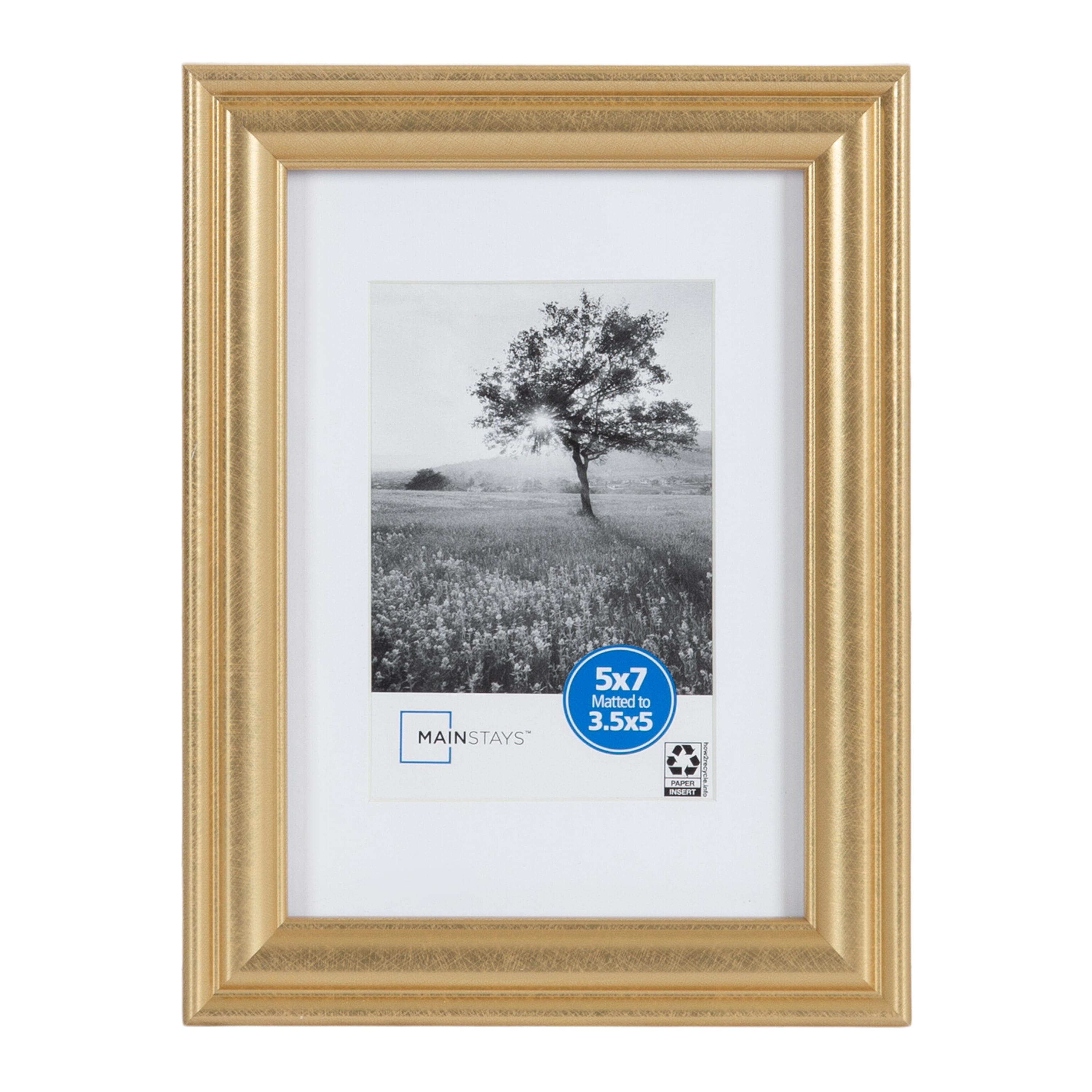 (2 pack) Mainstays – 5x7 Picture Frame – Gold Traditional Program Tabletop Photo Frame
