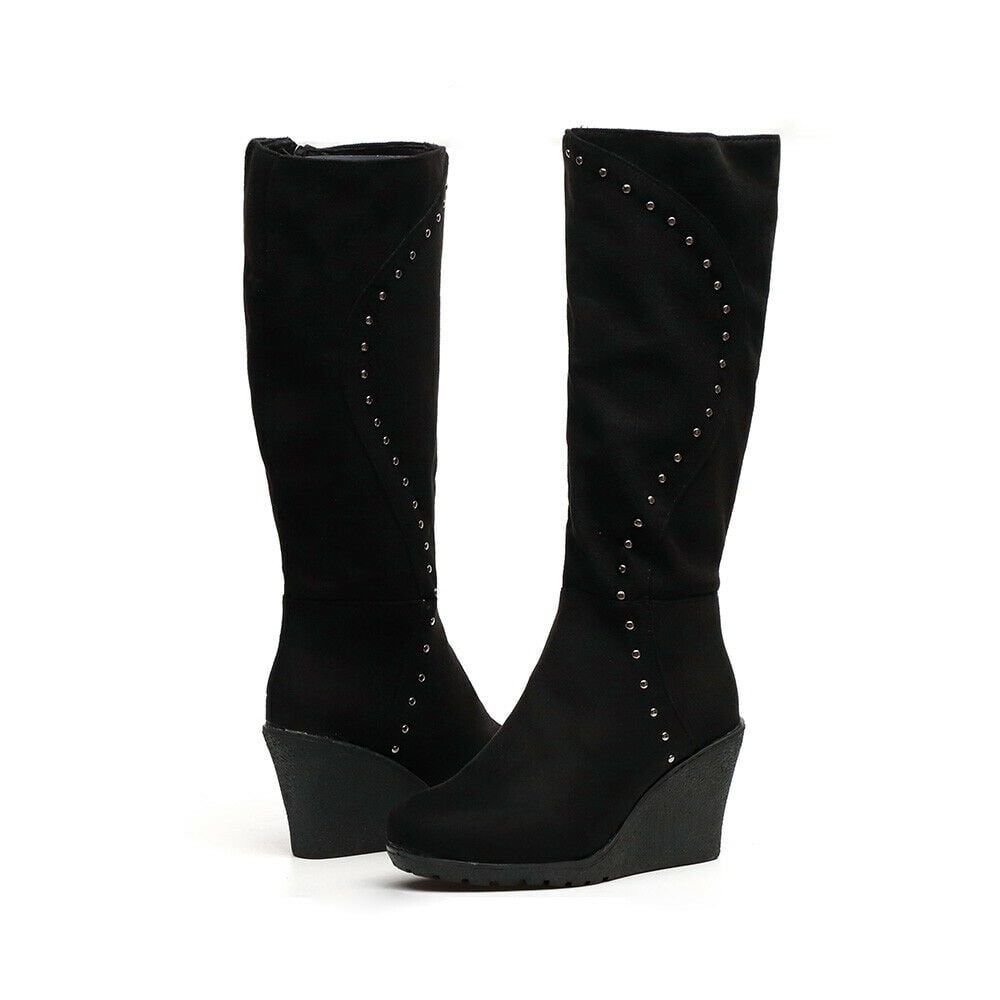 wedge heel calf boots