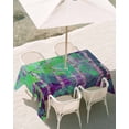 thumbnail image 3 of 60x84 Inch Outdoor Tablecloth with Umbrella Hole Zipper Rectangle Modern Oil Painting Rectangular Tablecloths Outside Waterproof Summer Botanical Purple Green Patio Table Cloth Cover for Picnic Party, 3 of 8