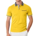thumbnail image 2 of Fabrcox Men's Short Sleeve Polo Shirts Collared Button Up Men's Henley Shirts Color Block Spring Outdoor Athletic Men Golf Shirts with Pocket, 2 of 6